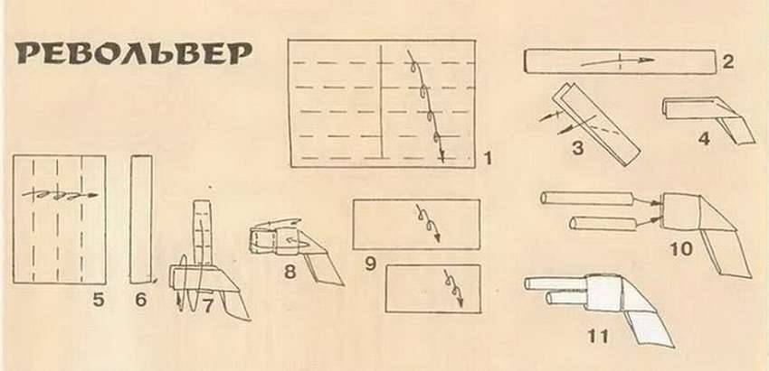 Пистолет из бумаги – инструкция по изготовлению с фото и видео