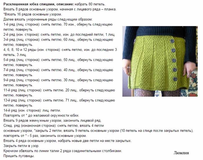 Вязание юбки спицами: схемы с описанием для начинающих