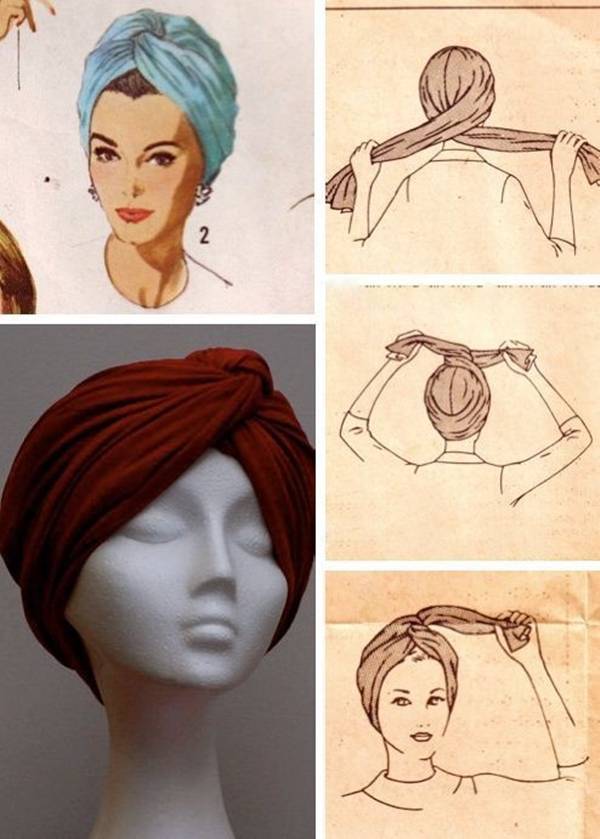 Как завязать тюрбан (чалму) на голове: из шарфа или платка