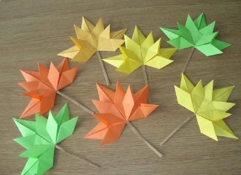 Листья и деревья в технике оригами