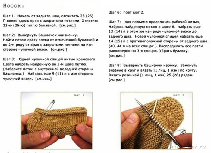Следки на двух спицах: вязание с описанием тапочек без шва для начинающих | все о рукоделии