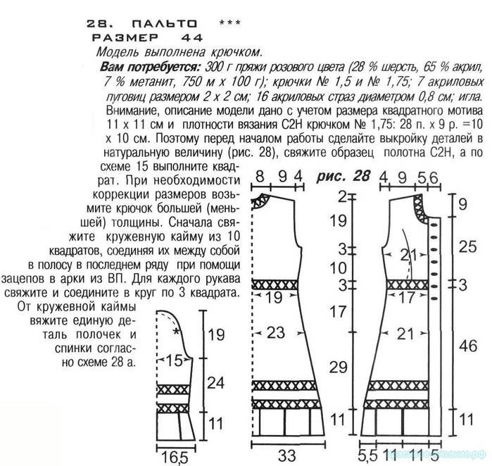 Вязаные крючком пальто схемы