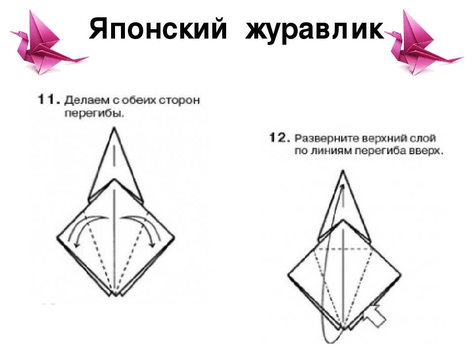 Оригами журавлик схема  как делать бумажного журавля своими руками пошагово, видео