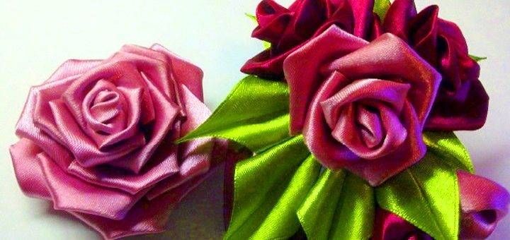 Учимся делать 3 шикарные розы из атласных лент своими руками в одном мастер-классе!