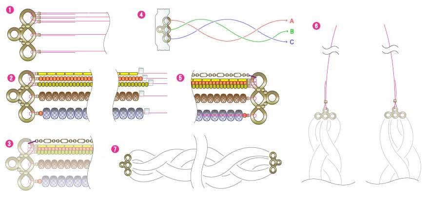 Браслет косичка из бисера схема