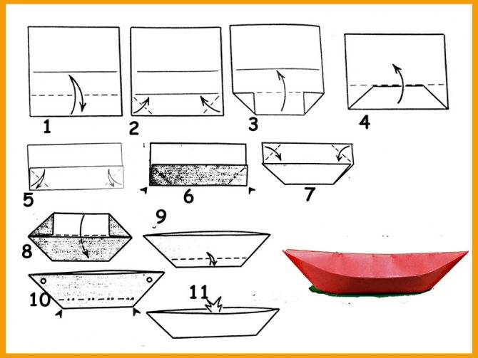 Схема оригами лодка