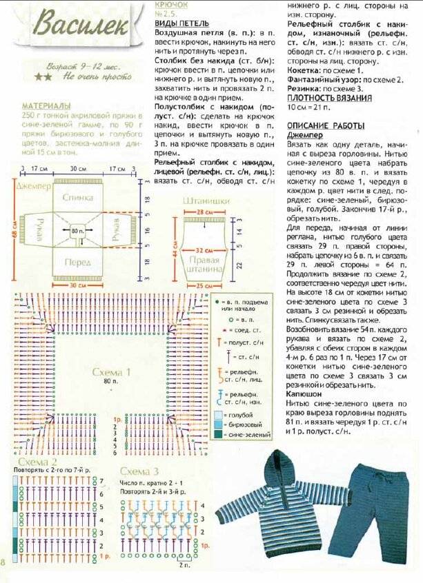 Схема вязания крючком костюма для новорожденного