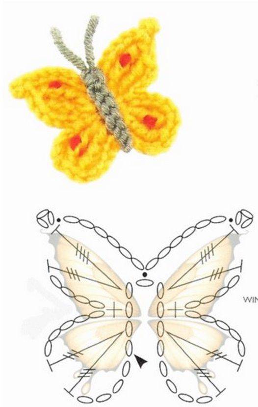 Вязаные бабочки крючком: схемы с описанием, фото, видео