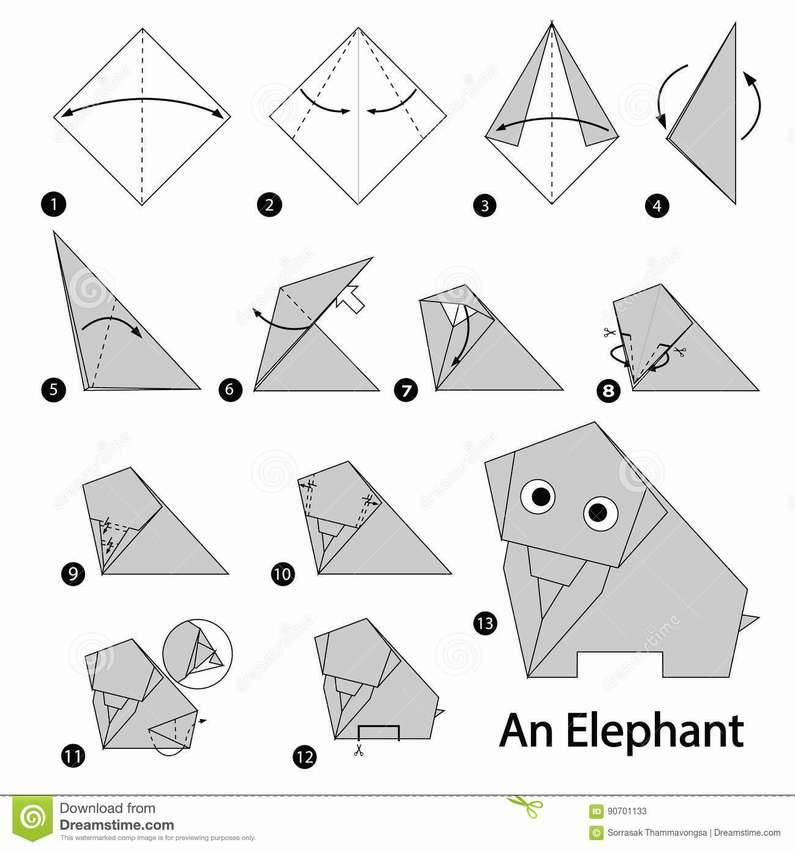 Оригами носорог из бумаги схема для начинающих