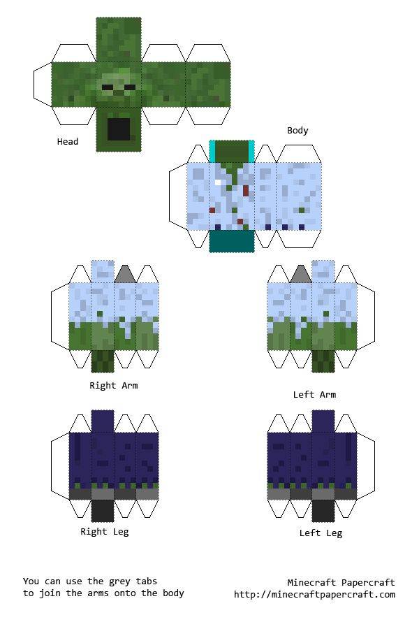 Житель из майнкрафта из бумаги схема