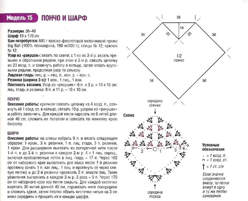 Пончо крючком со схемами простые и красивые