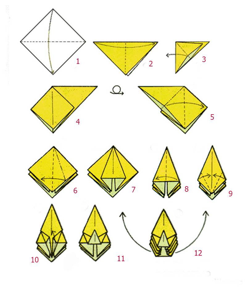 Тюльпан из бумаги пошагово своими руками: легкий мастер-класс по оригами со схемами и шаблонами для начинающих + фото инструкция