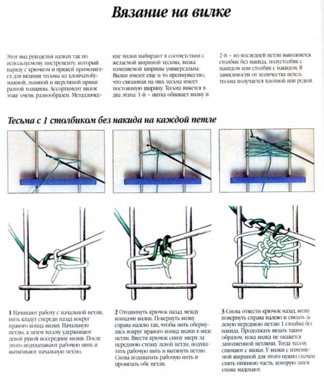Вязание на вилке для начинающих со схемами: мастерим крючком с фото и видео