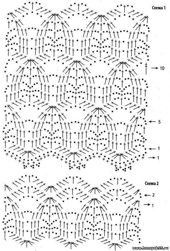 Ажурное схемы крючком схемы и описание