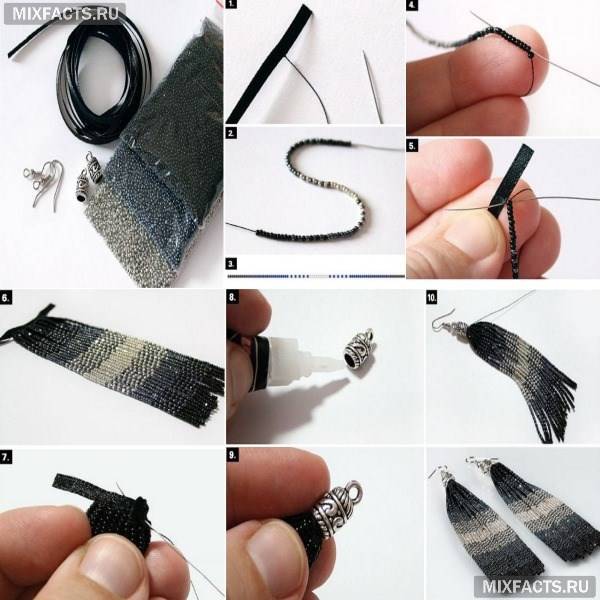 Серьги кисти своими руками: мастер-класс, как сделать серьги, выбрать нити и сделать кисточки