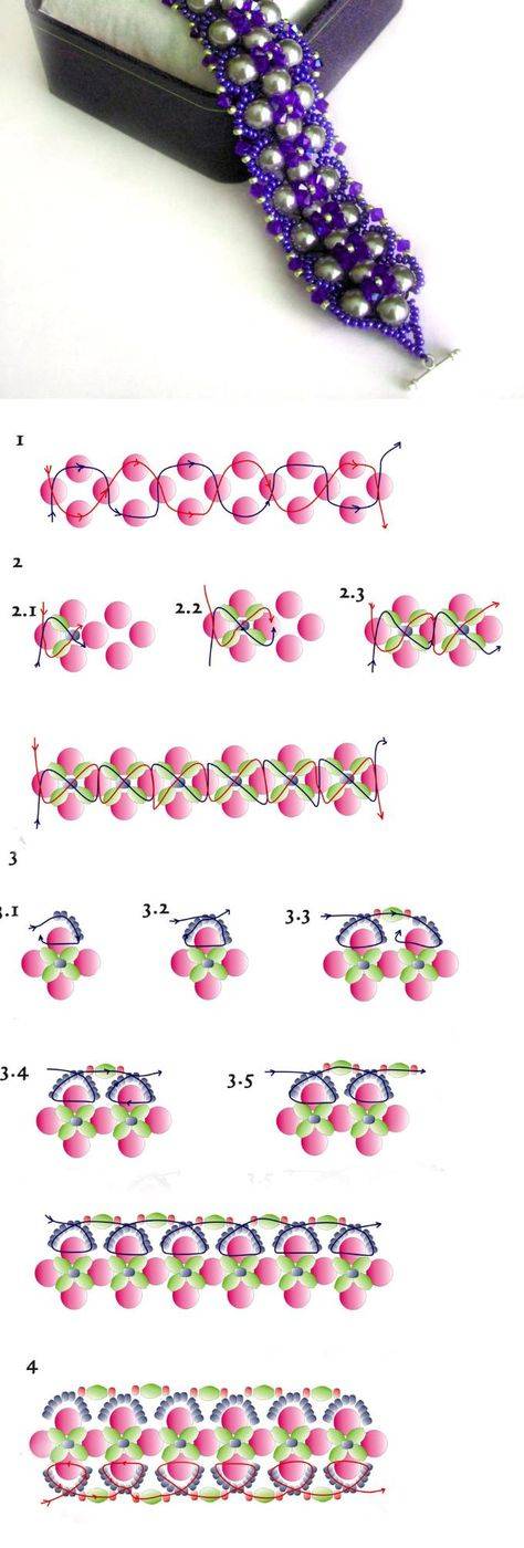 Плетение браслетов бисером пошаговое