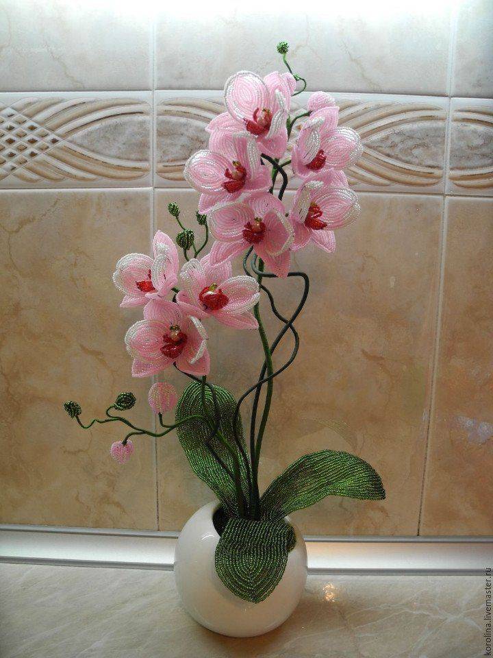 Орхидея из бисера. мастер-класс с пошаговым фото для начинающих
