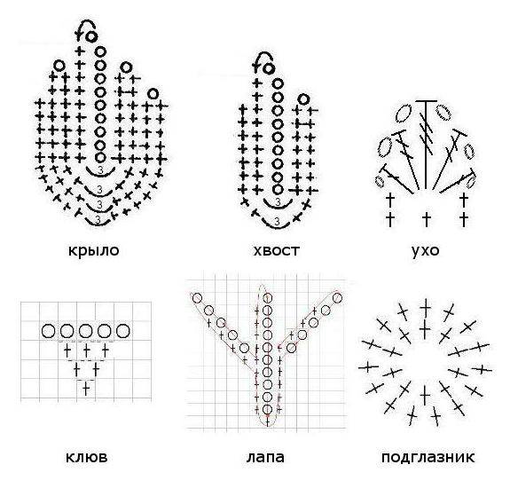 Крылышки для совы крючком схема