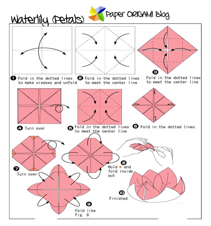 Лотос оригами схема сборки пошаговая