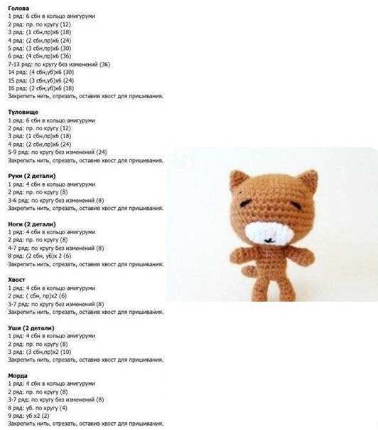 Кот амигуруми крючком: схема и описание внутри