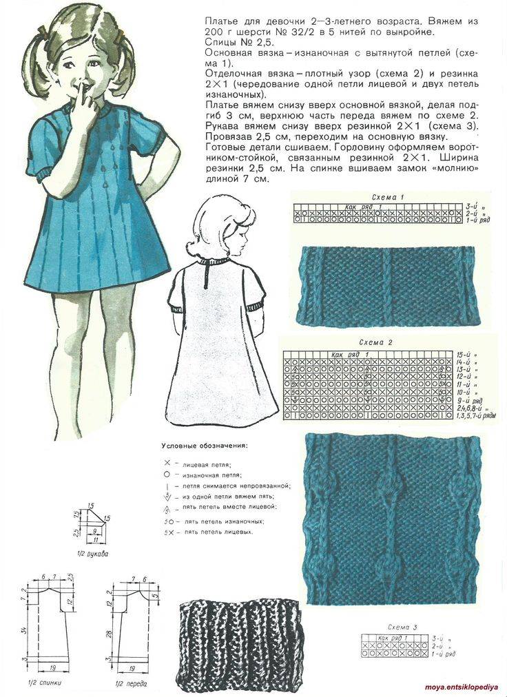 Платья спицами для девочек со схемами