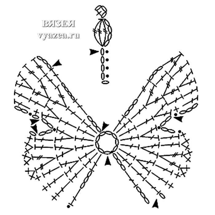 Крючок схемы вязания бабочки