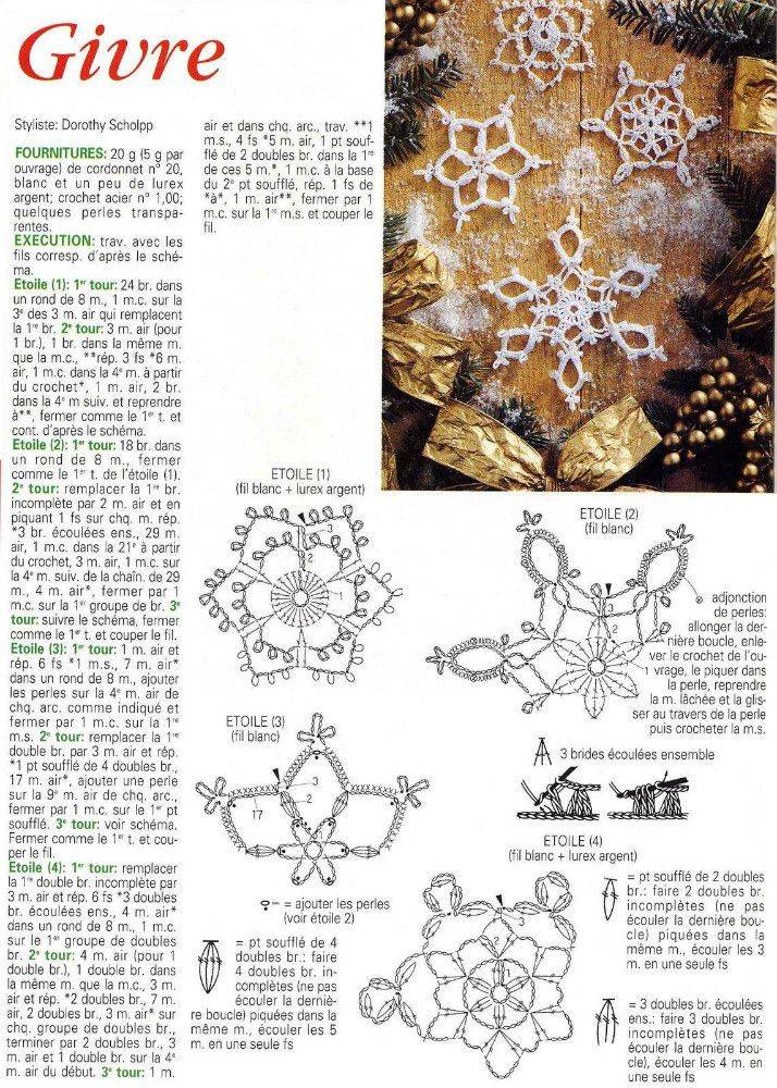 Снежинки связанные крючком со схемами и описанием