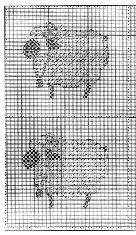 Схемы с овечками для вышивки крестом с примером работы