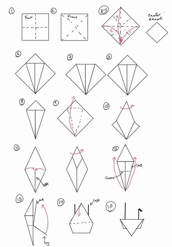 Оригами журавлик понятная схема