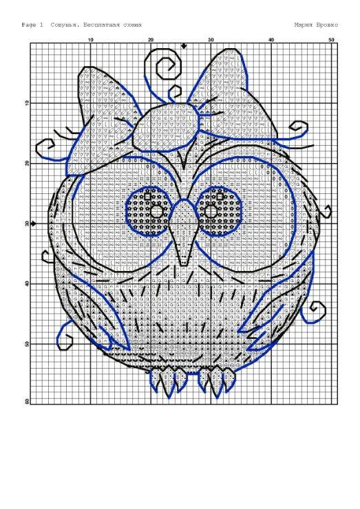 Схема вышивки сова