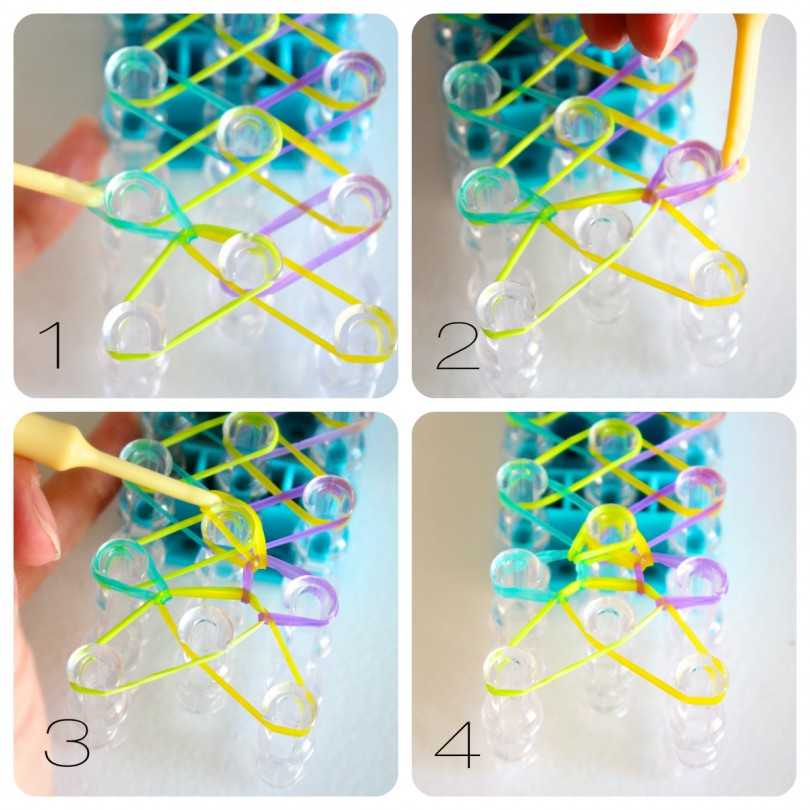 Браслеты из резиночек на станке поэтапно