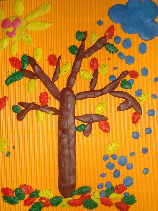 Дерево из пластилина на картоне для детей — лепка дерева поэтапно