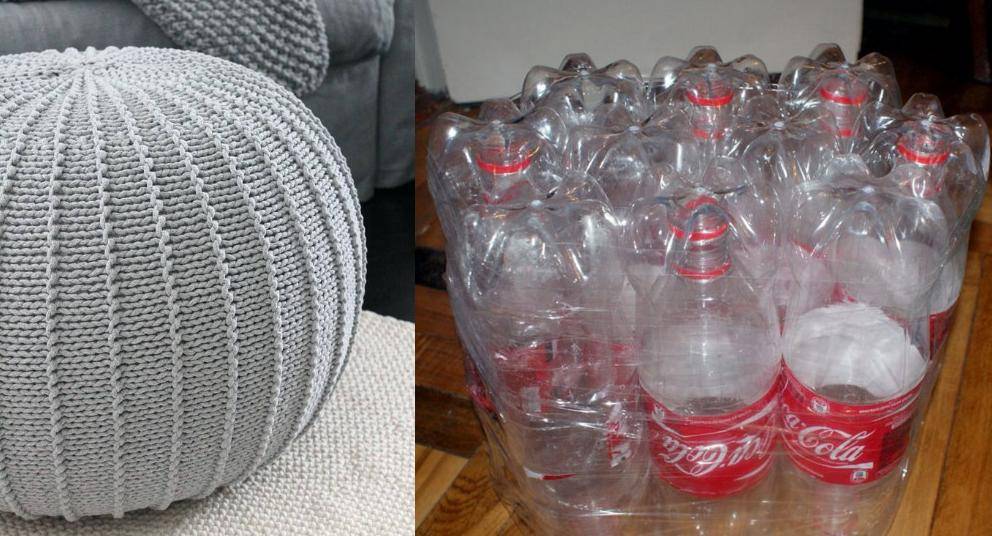 Пуфик из пластиковых бутылок своими руками: процесс изготовления прочного каркаса для мебели из пластиковых бутылок