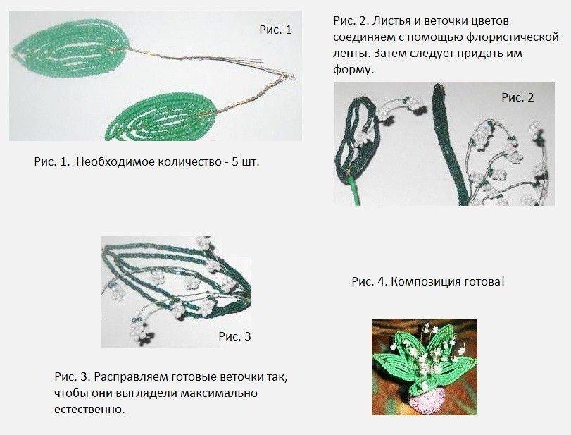 Ландыши из бисера схема