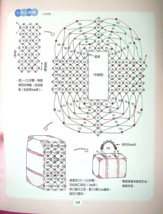 Схема плетения сумочки из бусин