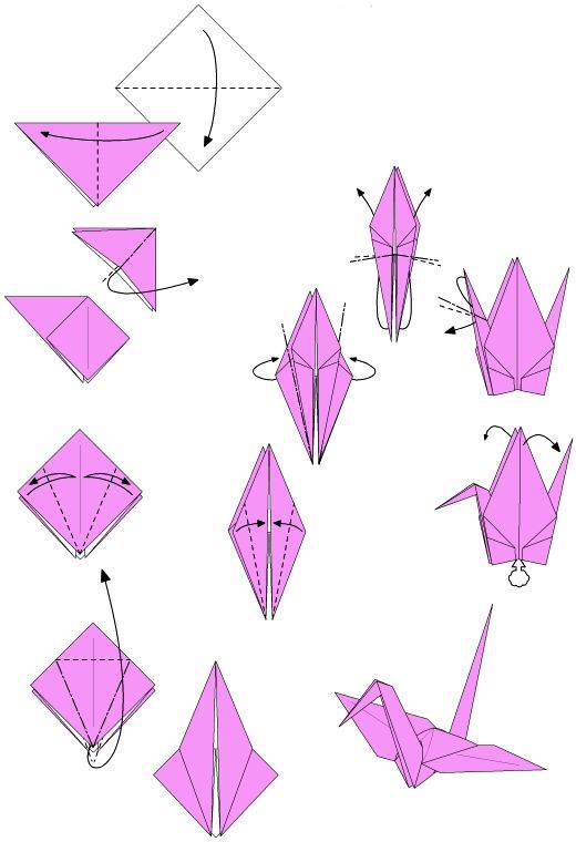 Оригами журавлик пошаговая инструкция с картинками