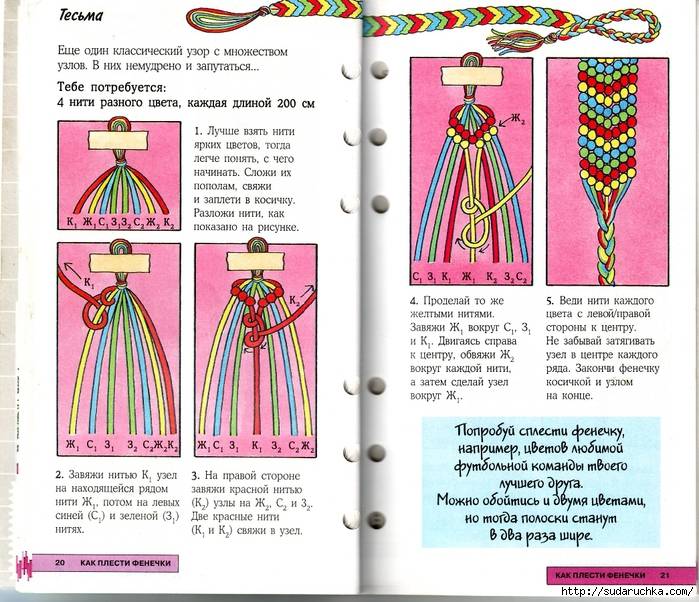 Плетение фенечек из ниток: инструкции для начинающих рукодельниц