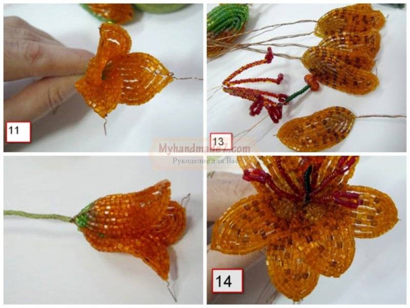 Лилия из бисера — схема плетения и мастер-класс с пошаговыми фото
