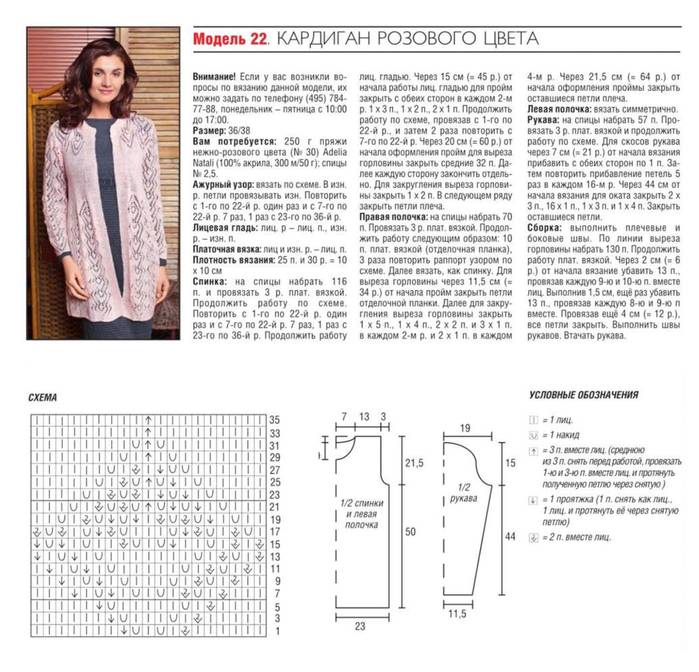 Кардиган двубортный спицами схемы и описание