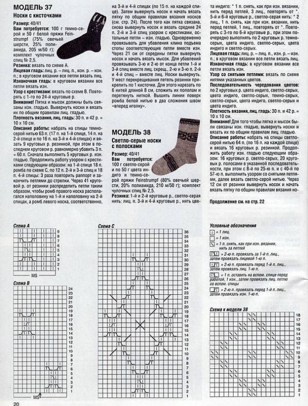 Мужские носки спицами, больше 20 моделей с описанием и схемами, вязание для мужчин