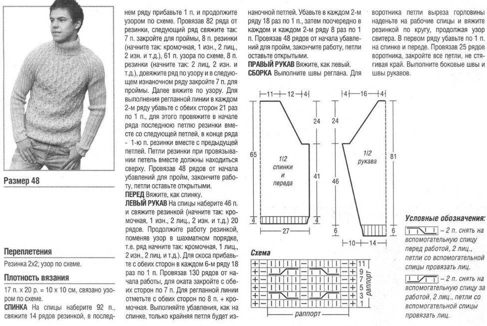 Вязание мужских свитеров спицами: схемы и описание