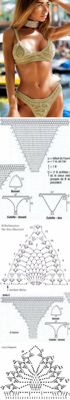 Схемы вязания спицами оригинальных моделей купальников