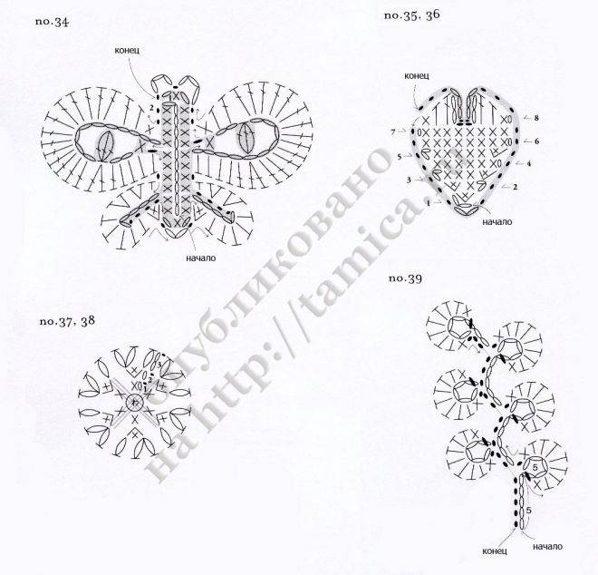 Брошка крючком схемы