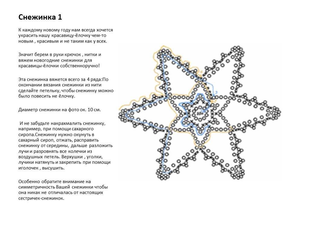 Вязание крючком снежинки схемы и описание с фото