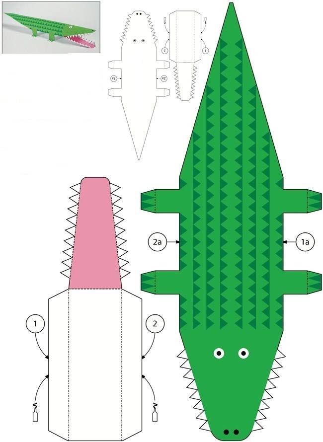 Оригами крокодил схема для детей простая