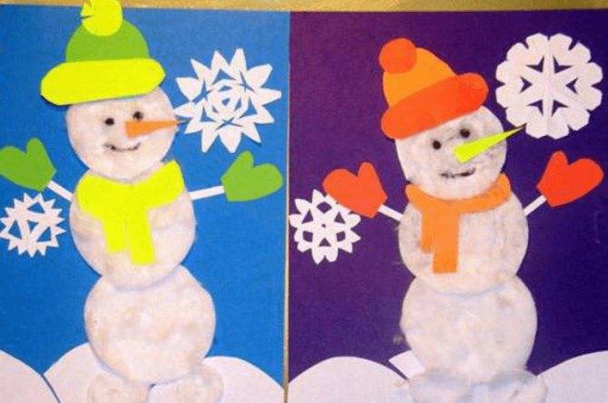 Аппликация Снеговик с шаблонами для родителей и детей