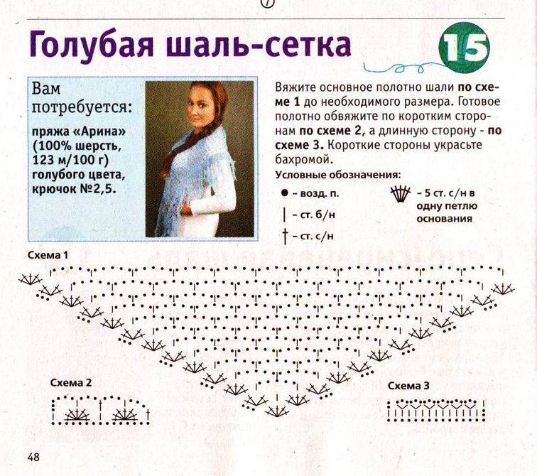 Схема шали крючком для начинающих самая простая