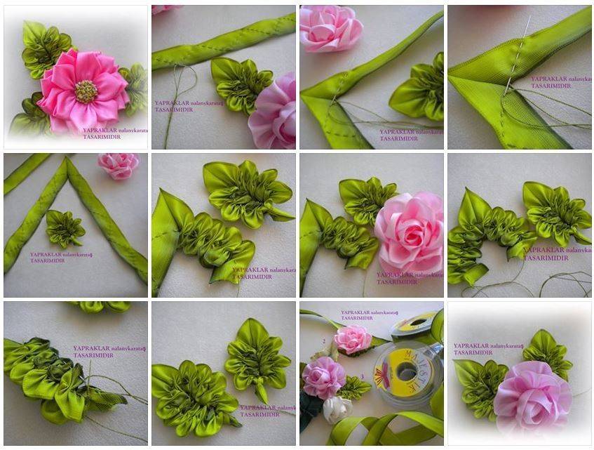 Цветы из атласных лент: 65 фото способов сделать своими руками