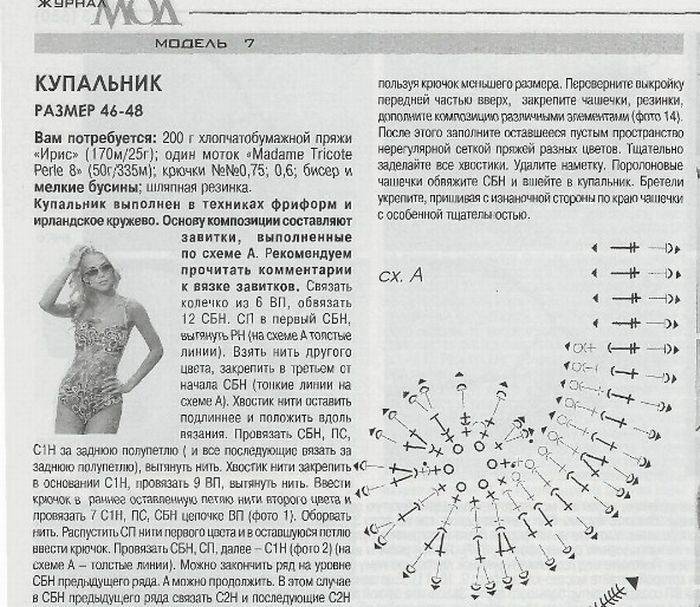 Купальник крючком слитный схема и описание