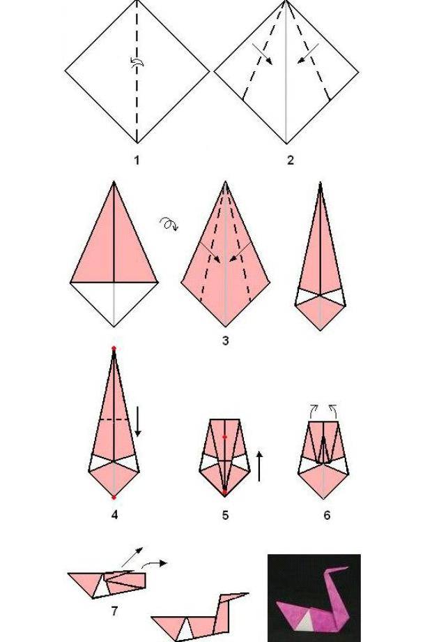 Лебедь из бумаги в технике оригами: пошаговая инструкция большой и маленькой поделки. мастер-класс для детей своими руками